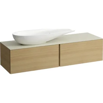 Umyvadlo Alessi One - zásuvkový element 1600, se 2 zásuvkami, s výřezem vlevo, top Calce Avorio, pro umyvadlo H818974, světlý dub H4313420972501