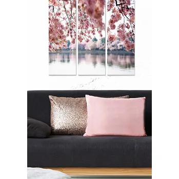 Obraz ASIR Obraz na MDF 3ks RŮZOVÉ KVĚTY STROMŮ 20 x 50 cm