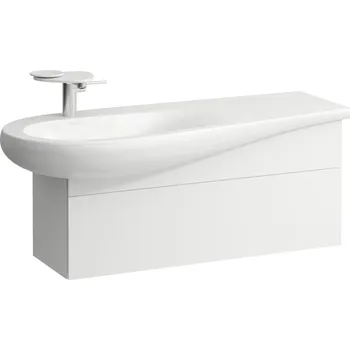 Koupelnový nábytek Alessi One - skříňka pod umyvadlo 1200, s 1 zásuvkou, s výřezem pro sifon vlevo, pro umyvadlo H814973, bílá matná H4304210972601