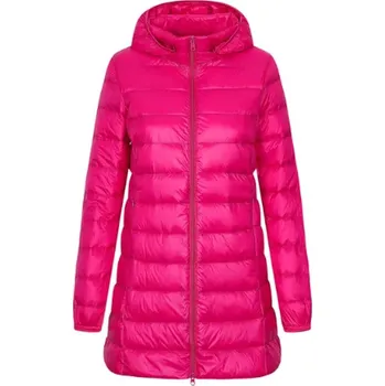 Dámský podzimní/zimní kabát s odnímatelnou kapucí - velikosti až do 7XL Barva: Růžová, Velikost: 7XL