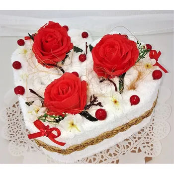 Bytová dekorace Veratex Textilní dort Srdce jednopatrový 30