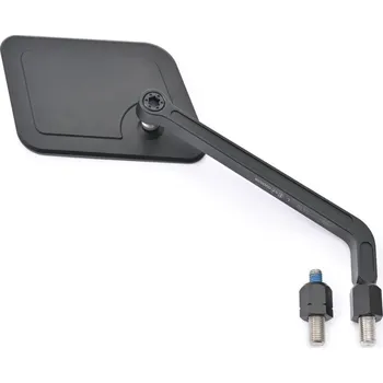 Zrcátko pro motocykl Zpětné zrcátko motocyklu DAYTONA D-MIRROR-21 FLAT-SQUARE 80994 , barva černá, 1 kus, pozice pravá strana (homologované, adaptér M10 × P1,25)