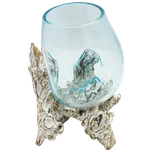 Skleněná dekorace na vymývaném dřevě - velká