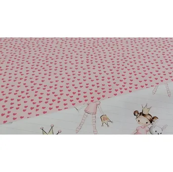 BYTEMA Dětská dekorační látka SRDÍČKA RŮŽOVÁ malá šíře 140 cm