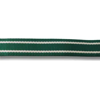 Řemen krční podšitý se zajištěním s kroužkem, 120 cm, zelený s bílými pruhy