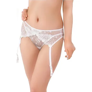 Podvazkový pás Ewana Podvazkový pás s vyšívanou krajkou 20 bílý Velikost: XL