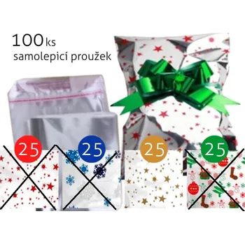 Vánoční dekorace Impap Sáčky 100ks 15x25+4cm samolep.ván.30mic - zlaté hvězdy