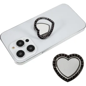 Heart zrcadlový držák na prst na mobilní telefon - černý