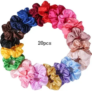 Dámské gumičky do vlasů ze saténu (balení po 20 / 25 ks - jednobarevné) Barva: PJ079-20PCS