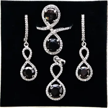 Souprava šperků Souprava stříbro Nekonečno hnědý kámen 08