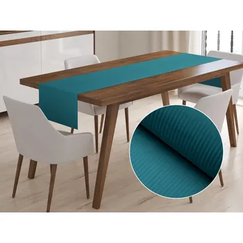 ubrus Damaškový běhoun na stůl Atlas Gradl DM-014 Sytě petrolejový - tenké proužky 3 mm 20x160 cm