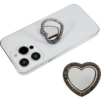Heart zrcadlový držák na prst na mobilní telefon - zelený
