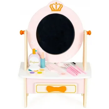 dětský toaletní stolek ECOTOYS Dřevěný toaletní stolek s doplňky 42 x 16 x 30 cm růžový