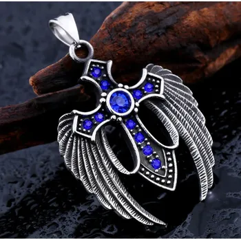 Řetízek Náhrdelník a přívěsek kříž s křídly