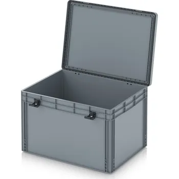 paleta Euro přepravka s víkem s panty Pro 81,3 x 62,8 x 53,8 cm, zavřená - Stříbrošedá - materiál: PP - EDP S 86/52 HG