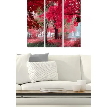 Bytová dekorace ASIR Obraz na MDF 3ks RŮZOVÉ STROMY 20 x 50 cm