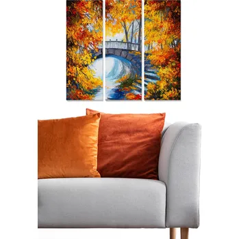 Obraz ASIR Obraz na MDF 3ks PODZIM NA MOSTĚ 20 x 50 cm