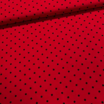 Bavlněné plátno Valerie VA001/01 černý puntík na červené, š.160cm (látka v metráži)