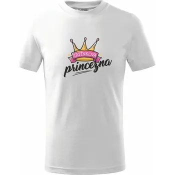 Dívčí tričko Dětské Tričko - TATÍNKOVA PRINCEZNA Barva: Bílá, Barva potisku: Černo - Růžový, Velikost: 146cm / 10 let