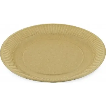 Jednorázové nádobí Papírové talíře mělké HNĚDÉ - (PAP) Ø 18 cm 48018