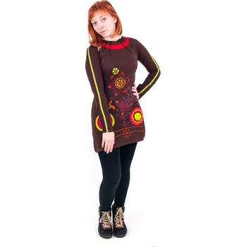 Dámské šaty Šaty Joy 17 dlouhý rukáv M hnědá