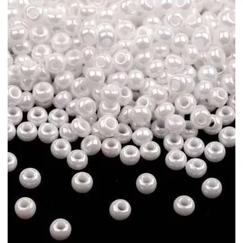 Dětské navlékací korálky Rokajl PRECIOSA bílá perleťová > (8/0) Ø2,9mm (sáček 20g)