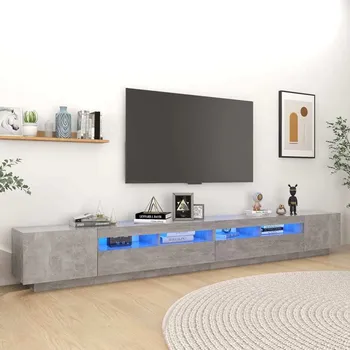Televizní stolek vidaXL TV skříňka s LED osvětlením 300x35x40 cm [3120178] Barva: Betonová šedá