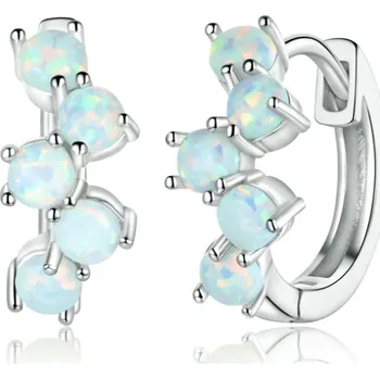Náušnice For Silver Jemné náušnice kroužky s bílým opálem - Stříbro 925