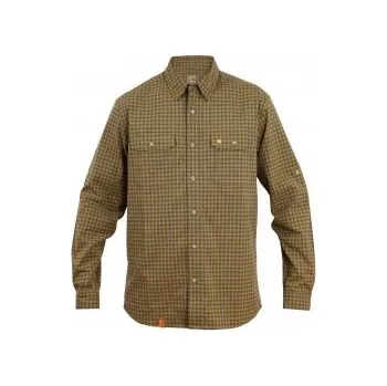 Pánská košile WARMPEACE MESA harvest gold/grey M; Hnědá košile + DÁREK DLE VÝBĚRU!