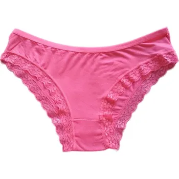 Kalhotky FANNIFEN Dámské bambusové kalhotky s krajkou RM-0008 Barva: lososová, Velikost: M-L