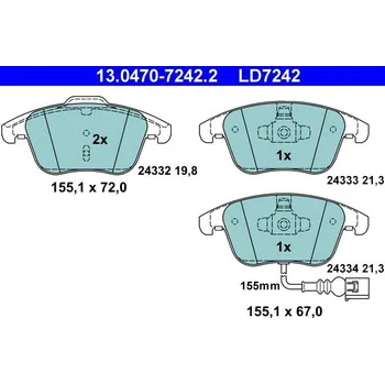 Brzdová destička Sada brzdových destiček, kotoučová brzda ATE CERAMIC 13.0470-7242.2