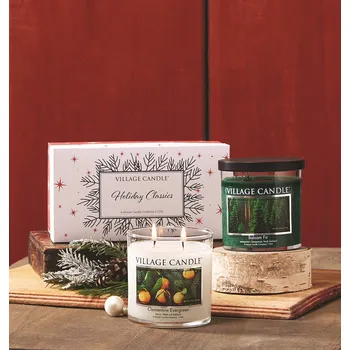 Svíčka VILLAGE CANDLE Clementine Evergreen & Balsam Fir Dárková sada svíček, 2 ks