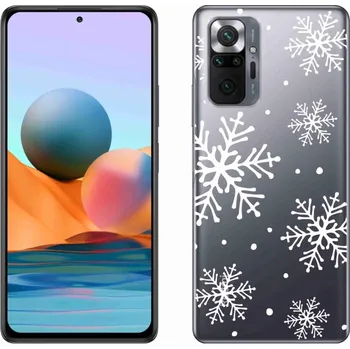 Pouzdro na mobilní telefon Gelový kryt mmCase na Xiaomi Redmi Note 10 Pro - bílé vločky na průhledném pozadí