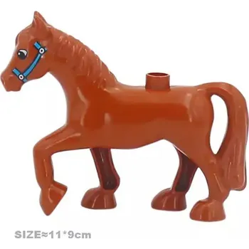 Dřevěná hračka Figurky ke stavebnici | Farmářská zvířata - Hnědý kůň