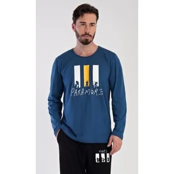 Pánské pyžamo Pánské pyžamo dlouhé Vienetta Secret Oliver petrolejová XXL