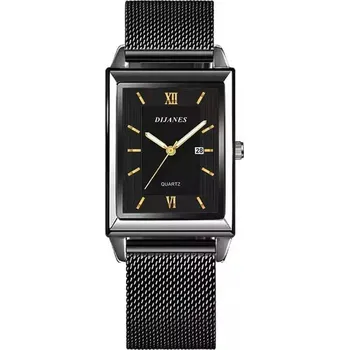 Hodinky Luxusní dámské hranaté náramkové hodinky - Černé zlato