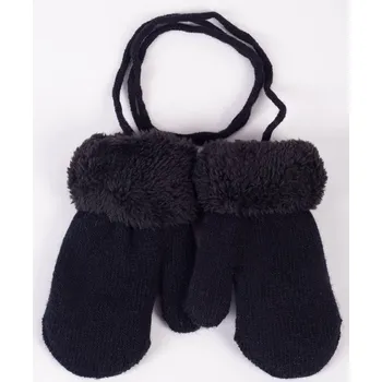 Rukavice Rukavice palčáky YO RED0001G TEPLÉ ČERNÉ uvnitř hebké s hebkým lemem spojené šňůrkou velikost rukavic: 12 cm