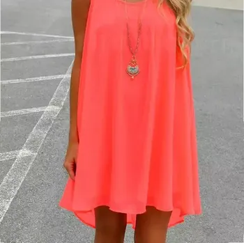 Dámské šaty Volné letní plážové šaty - Červené,XL