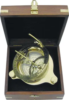 Sea-Club Kompas a sluneční hodiny mosaz v dřevěné krabičce 11 cm