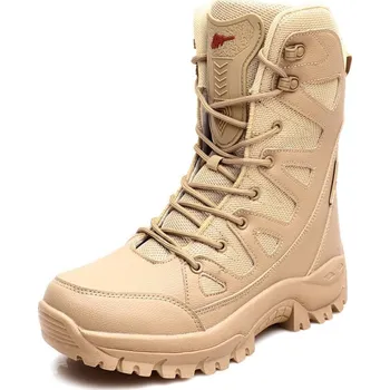 Pánská zimní obuv MIXI FASHION Teplé kožené boty pánské zimní sněhule vysoké se šněrováním Hnědá 44