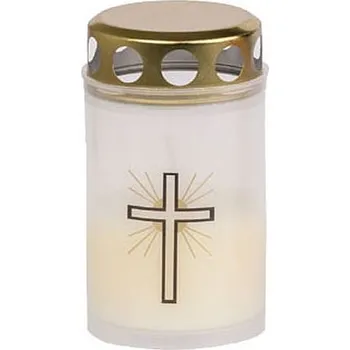 Svíčka Svíčka hřbit. 80g transpar., křížek, víčko, 25hod.