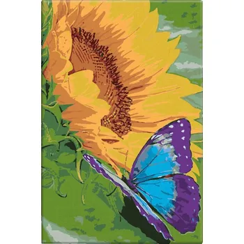 Dětské zboží Malování podle čísel - Motýl a slunečnice - 40x60 cm, bez dřevěného rámu - CZ výroba