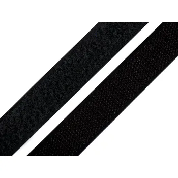 Zip Suchý zip, 20 mm, barva černá /balení 25 m, - se smyčkami,1ks