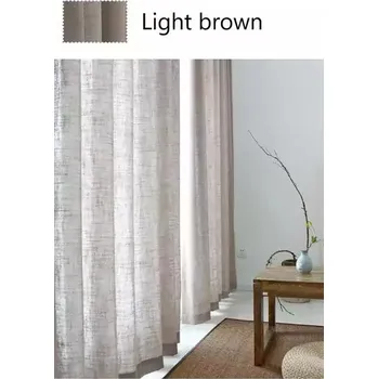 Záclona Moderní bavlněná dekorační záclona - světle hnědá,100 x 200cm,Tunel