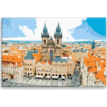Malování podle čísel - Praha - 60x40 cm, bez dřevěného rámu - CZ výroba