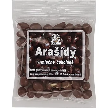 Sušená potravina PERUN-OŘECHY Arašídy v mléčné čokoládě sáček: 80 g