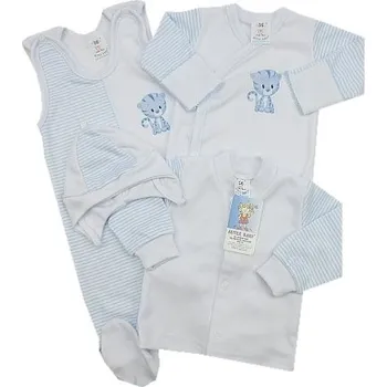Kojenecká souprava Souprava do porodnice 4-dílná (body) bílá+modrá - vel. 62 tygřík
