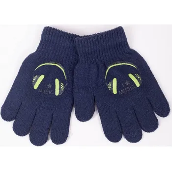 Rukavice YO Rukavice prstové RED119C tm. modré se sluchátky velikost rukavic: 14 cm