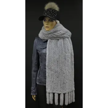 Šála Špongr Maxi kožešinová šála z králíka rexe S52 šedá - délka 185 cm