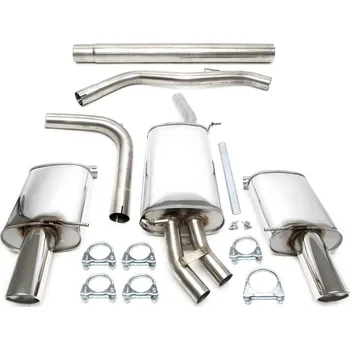 Tlumič výfuku TA Technix sportovní nerezový catback duplex výfuk Audi A4 sedan + Avant + cabrio (8E / B6, 2001-2004) kromě Quattro, 1x 100 mm kulatá rovná nerezová koncovka s pertlem pro obě strany